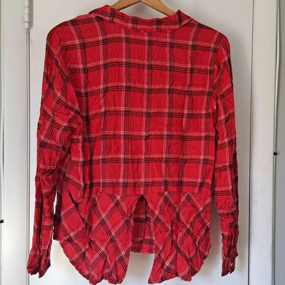 Lucky Brand Red Plaid Button Down Shirt Women's Large - Picture 2 of 9
